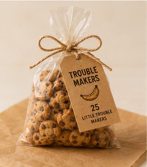 Little Trouble: 25 quarter-sized cookies in their bag